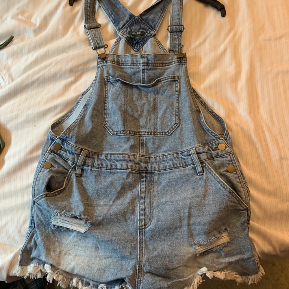 Denim short overalls